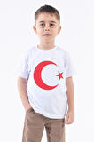 Erkek Çocuk Türk Bayraklı Beyaz Tshirt Penye