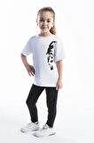 Kız Çocuk Atatürk Siluet Baskılı Beyaz Tshirt