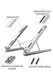 Aliminyum Ayarlı Laptop Macbook Notebook Uyumlu Stand Laptop Yükseltici Tablet Standı Gümüş