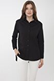 Kadın Koton Uzun Gömlek Siyah
