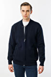Erkek Hakim Yaka Çelik Örgü Triko Yün Ceket K.Lacivert