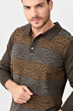 Erkek Polo Yaka Önü Desenli Kazak D.Kahve