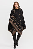 Kadın Kırk Yama Desenli Sakallı İpten Büyük Şal 27