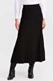 Kadın Pileli Triko Etek Siyah