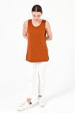 Kadın Askılı Penye T-shirt Taba