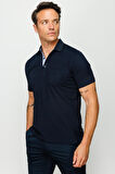 Erkek Polo Yaka Düğmeli Cepli T-shirt Lacivert