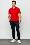 Erkek Polo Yaka Düğmeli Cepli T-shirt Kırmızı