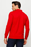 Erkek Polo Yaka Uzun Kollu Sweatshirt Kırmızı