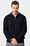 Erkek Fermuarlı Yaka Klasik Yün Kazak Y.A Lacivert