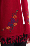 Kadın Eteği Çiçekli Püsküllü Yelek V.Kırmızı