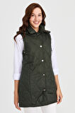 Kadın Kapüşonlu Kapitone Yelek Yeşil