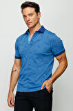 Erkek Polo Yaka Tüy Desenli T-shirt Saks