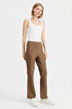 Kadın Beli Lastikli İspanyol Paça Tayt Pantolon Camel