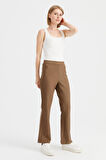 Kadın Beli Lastikli İspanyol Paça Tayt Pantolon Camel