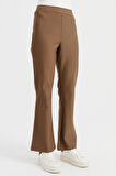 Kadın Beli Lastikli İspanyol Paça Tayt Pantolon Camel