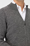 Erkek Hakim Yaka Triko Yün Ceket Füme