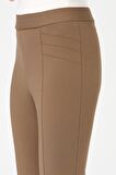Kadın Nervürlü Tayt Pantolon Camel