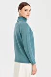 Kadın Tam Balıkçı Yaka Klasik Yün Kazak M.Yeşili
