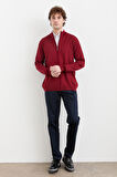 Erkek Yarım Balıkçı Yaka Yün Ceket Bordo