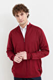 Erkek Yarım Balıkçı Yaka Yün Ceket Bordo