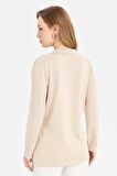 Kadın Polo Yaka İnce Triko Bluz Bej