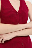Kadın V Yaka Dikişsiz Yelek Vişne