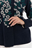 Kadın Dik Yaka Pıtırcık Çiçekli Yün Ceket K.Lacivert