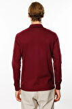 Erkek Polo Yaka Uzun Kollu Sweatshirt Bordo