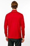 Erkek Polo Yaka Uzun Kollu Sweatshirt Kırmızı