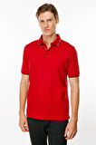 Erkek Polo Yaka Yakası Çizgili T-shirt Kırmızı