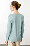 Kadın Sıfır Yaka Basic Penye Bluz Mint