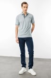 Erkek Polo Yaka Yakası ve Kolu Triko T-shirt Gri