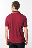 Erkek Polo Yaka Yakası ve Kolu Triko T-shirt Bordo