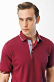 Erkek Polo Yaka Yakası ve Kolu Triko T-shirt Bordo