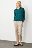 Kadın Polo Yaka Angelina Basic Bluz Yeşil