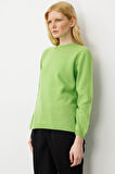 Kadın Sıfır Yaka Klasik Yün Kazak A.E.Yeşili