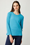 Kadın Sıfır Yaka Uzun Kollu Basic Yün Bluz K.Turkuaz