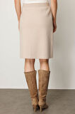 Kadın Triko Düz Basic Etek Bej
