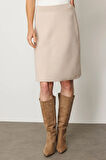 Kadın Triko Düz Basic Etek Bej