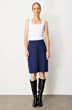 Kadın Triko Düz Basic Etek Lacivert
