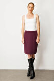 Kadın Triko Düz Basic Etek Mürdüm
