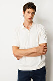 Erkek Polo Yaka %100 Pamuk Kısa Kol İnce Triko Krem