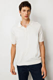 Erkek Polo Yaka %100 Pamuk Kısa Kol İnce Triko Krem