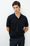 Erkek Polo Yaka %100 Pamuk Kısa Kol İnce Triko Siyah
