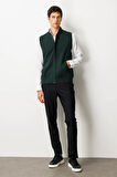 Erkek Hakim Yaka Çelik Örgü Yün Yelek Yeşil