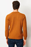 Erkek Polo Yaka Basic Yün Kazak Tarçın