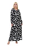 Melsay Butik Büyük Puantiye Detaylı Kadın Uzun Tesettür Elbise
