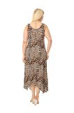 Melsay Butik Küçük Leopar Desen Askılı V Yaka Uzun Elbise