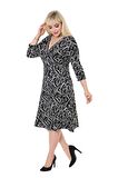 Melsay Butik Zigzag Desen Kruvaze Yaka Truvakar Kollu Midi Elbise