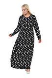 Melsay Butik Küçük Puanlı Kadın Uzun Siyah Tesettür Elbise